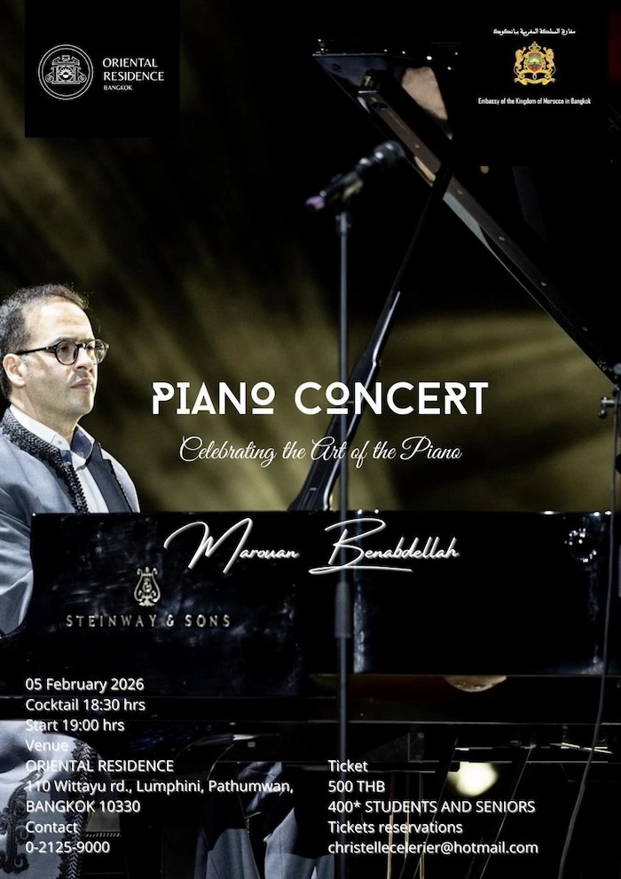 BANGKOK – CONCERT : Le pianiste Marouan Benabdellah de retour sur la scène thaïlandaise