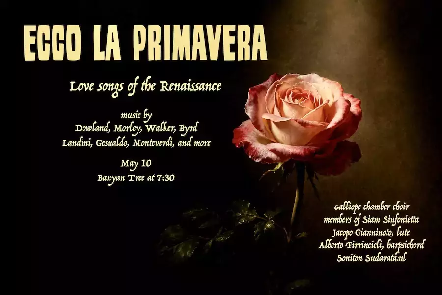 BANGKOK – CULTURE : Le 10 mai, Opera Siam met à l’honneur les chants d’amour de la Renaissance