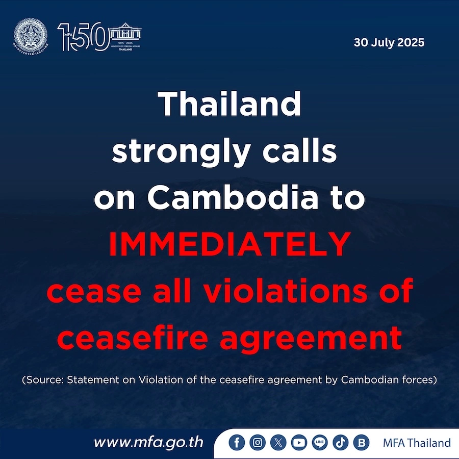 THAÏLANDE – CAMBODGE : Bangkok accuse Phnom Penh de violer le cessez-le-feu
