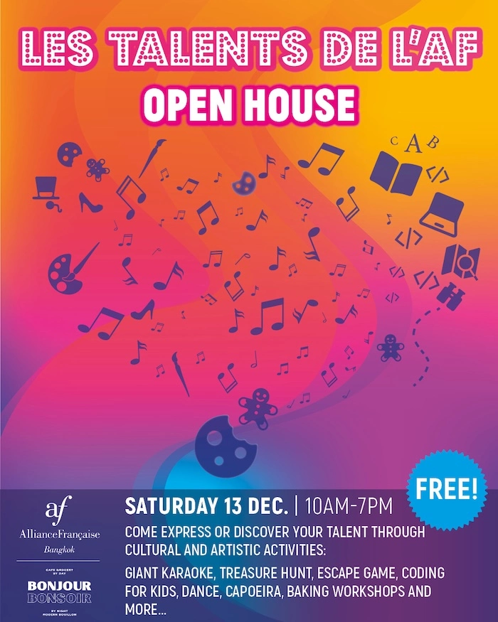 BANGKOK – CULTURE : L’Alliance Française ouvre ses portes le 13 décembre pour célébrer “Les Talents de l’AF”