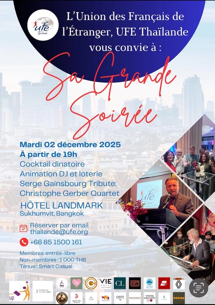 BANGKOK – COMMUNAUTÉ : La grande soirée annuelle de l’UFE reportée au 2 décembre