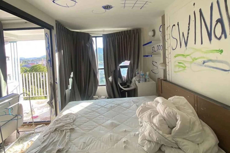 Femme ukrainienne détient après avoir saccagé un appartement à Phuket
