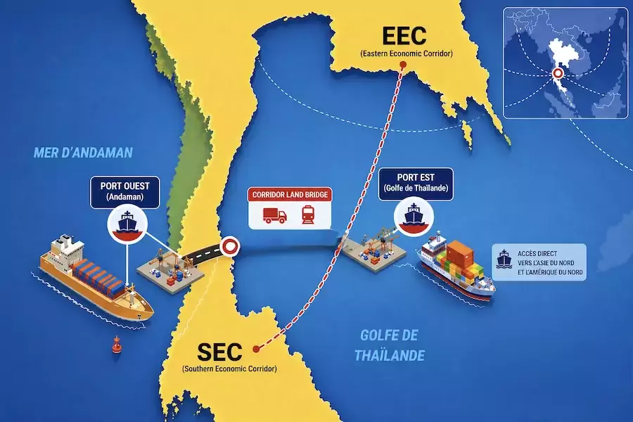 THAÏLANDE – ÉCONOMIE : Le gouvernement relance le projet de “Land Bridge” et prépare un nouveau plan de soutien