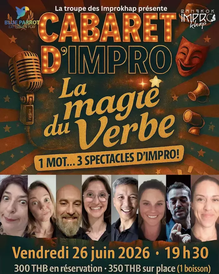 BANGKOK – THÉÂTRE : « La magie du verbe » au Blue Parrot le 26 juin