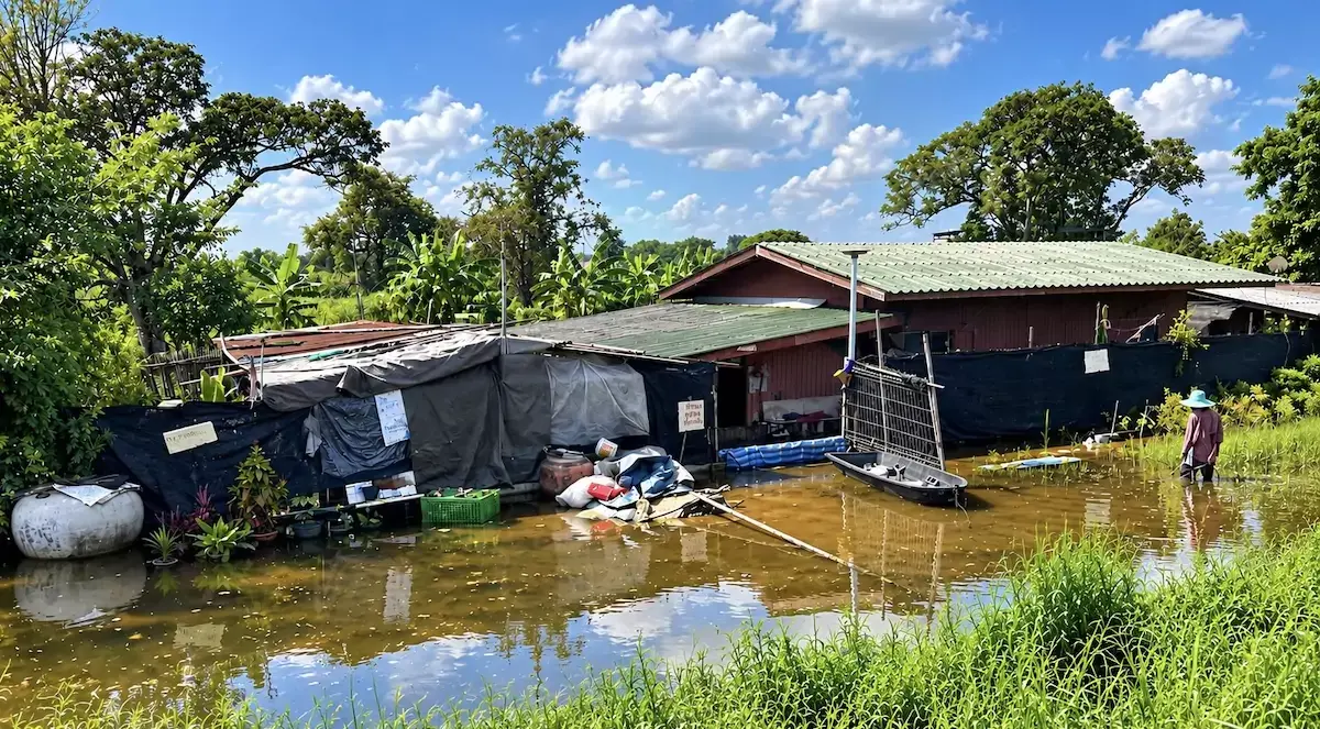 Inondations en Thaïlande : à Salaya, l’eau n’a toujours pas reculé